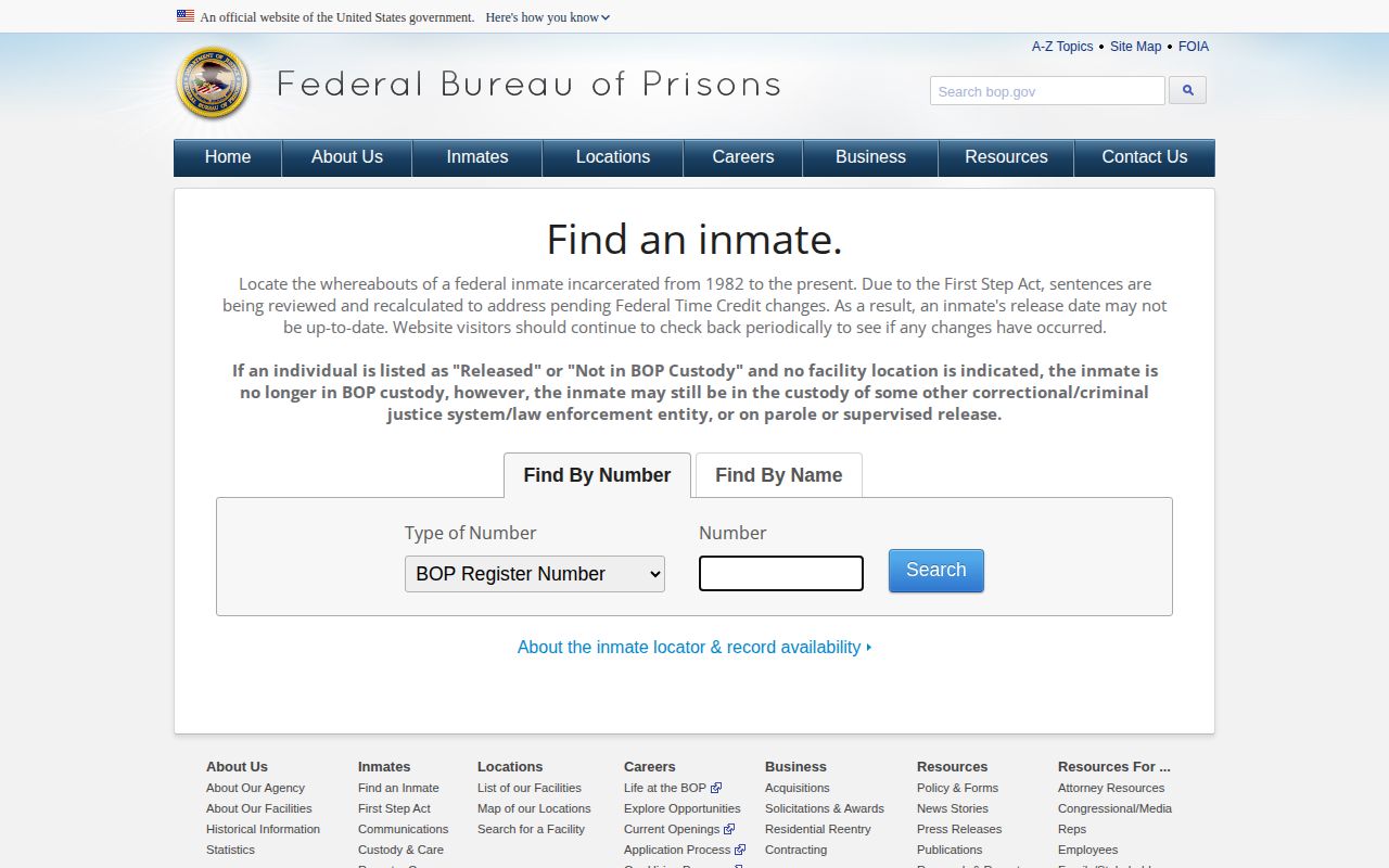 BOP locator for federal release records connected to Pike County