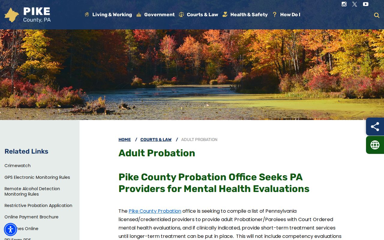 Pike County probation and parole release supervision contact